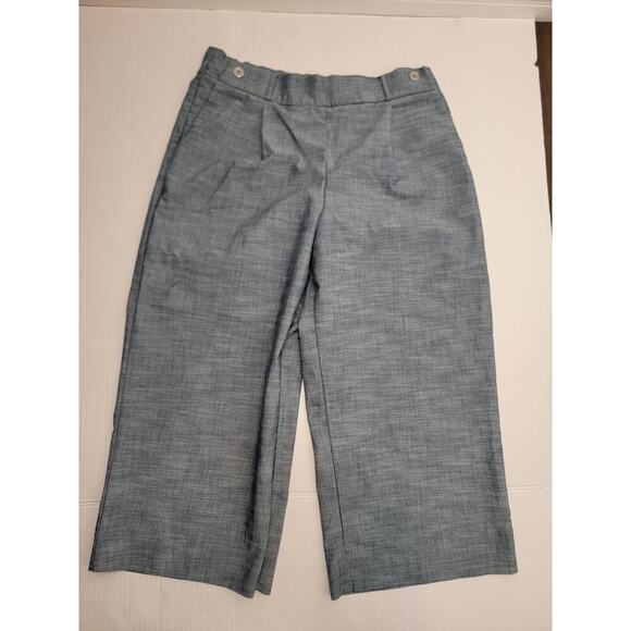 Nanette Lepore Pants Womens XL Wide Leg Culottes Gaucho Chambray Elastic Waist - Picture 2 of 10